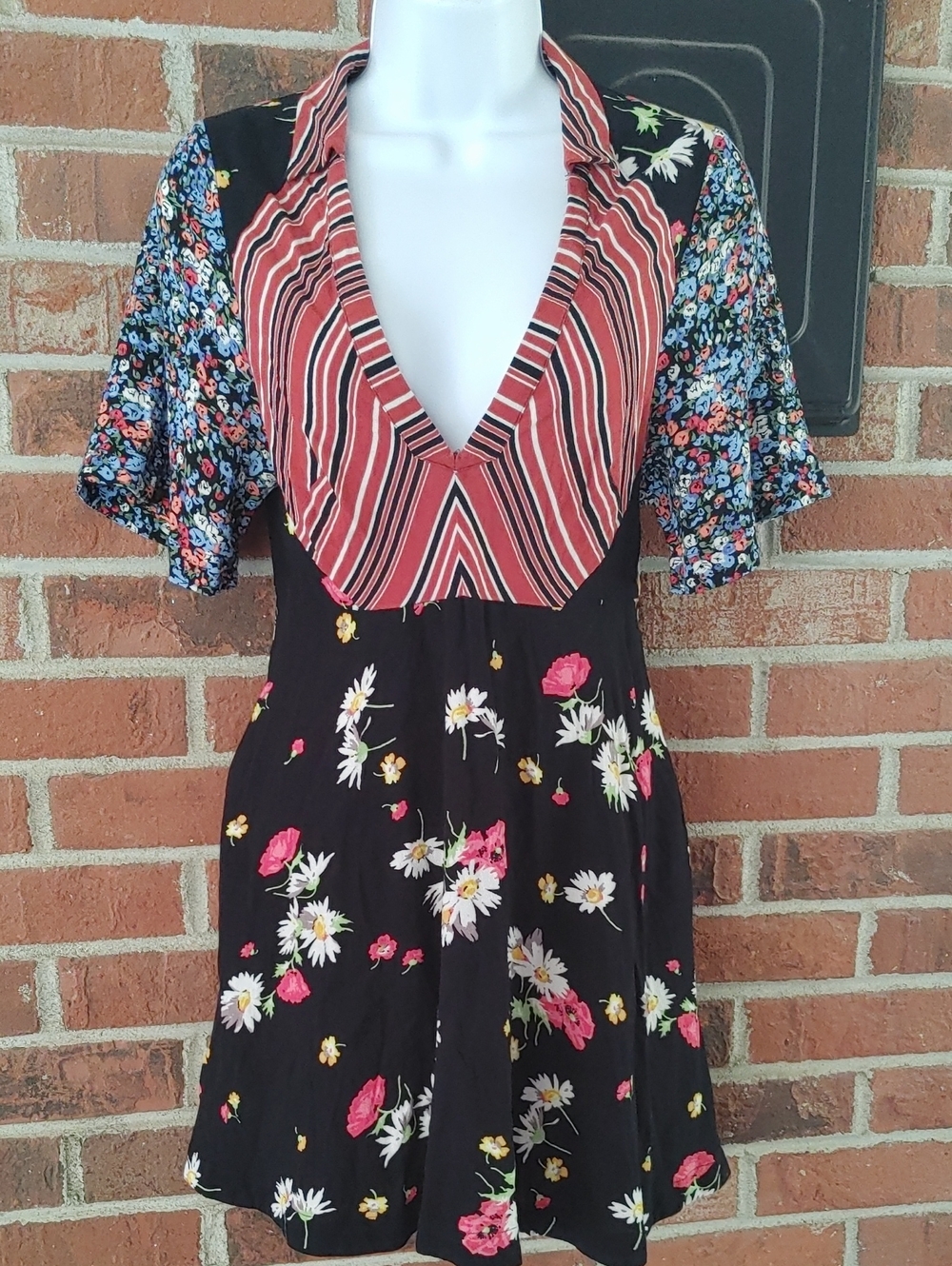 Free People Mix It Up Printed Mini Dress Size 2 (1029)